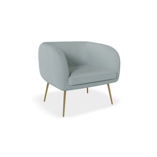 Amour Lounge Chair - Sky Blue - Brushed Matt Gold Legs