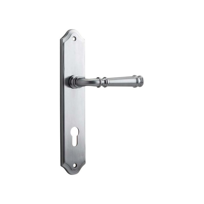 Iver Verona Door Lever on Shouldered Backplate Euro Brushed Chrome 12218E85 - Customise to your need