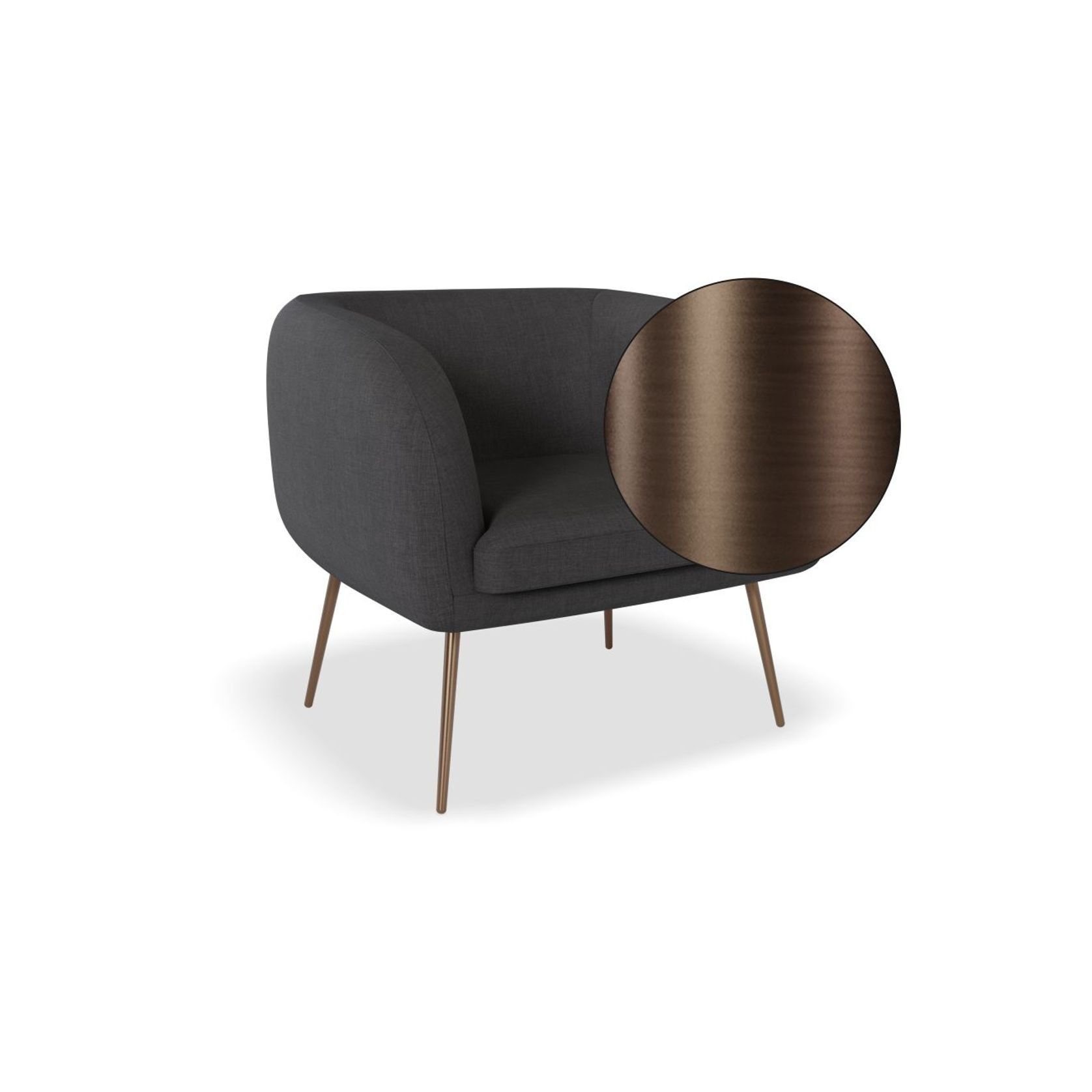 Amour Lounge Chair - Storm Grey - Brushed Matt Gold Legs gallery detail image