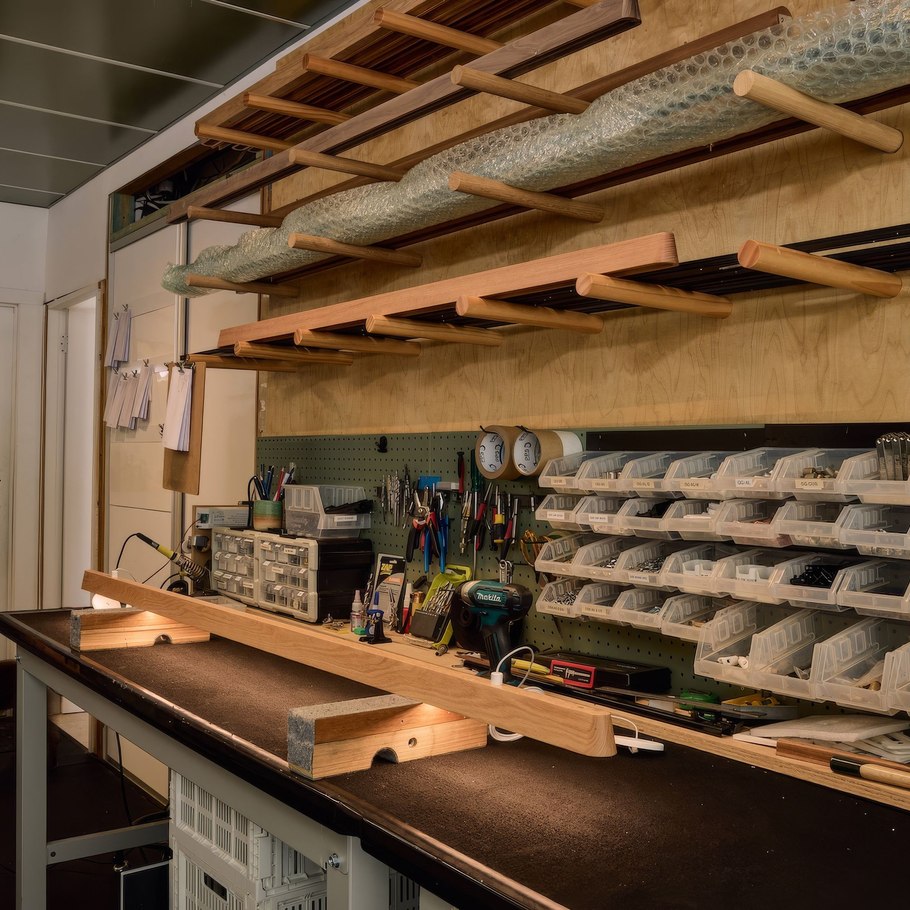 This father-daughter duo craft hardwood timber lighting in their Gold Coast workshop